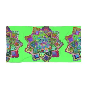 Hand-Drawn Mandala Beach Towel - Light Green