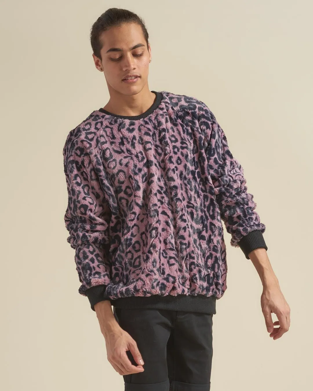 Lavender Leopard ULTRA SOFT Faux Fur Sweater | Men's