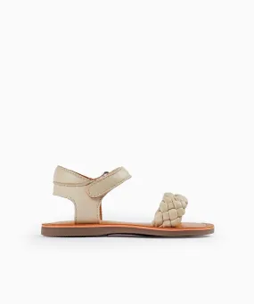 Leather Sandals for Girls, Beige