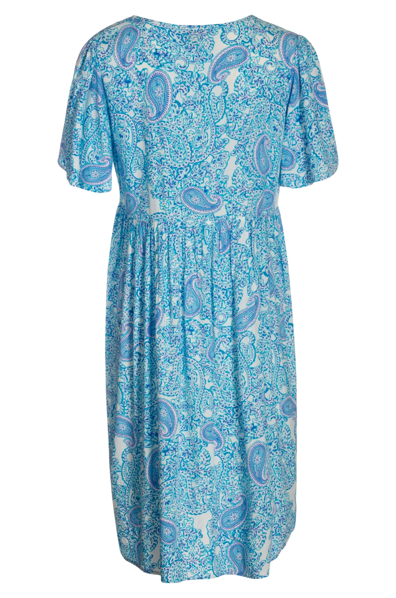 Liteweight Dress with lace trim | AQUA PAISLEY | 6327YY