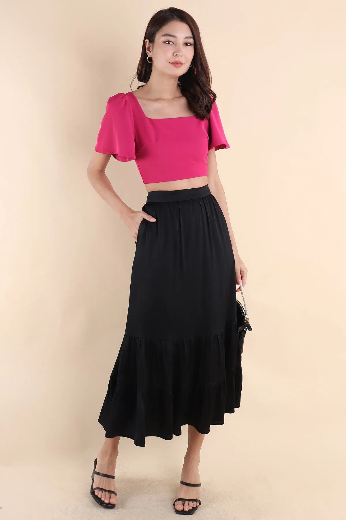 LUMIERE CASCADE SKIRT IN BLACK