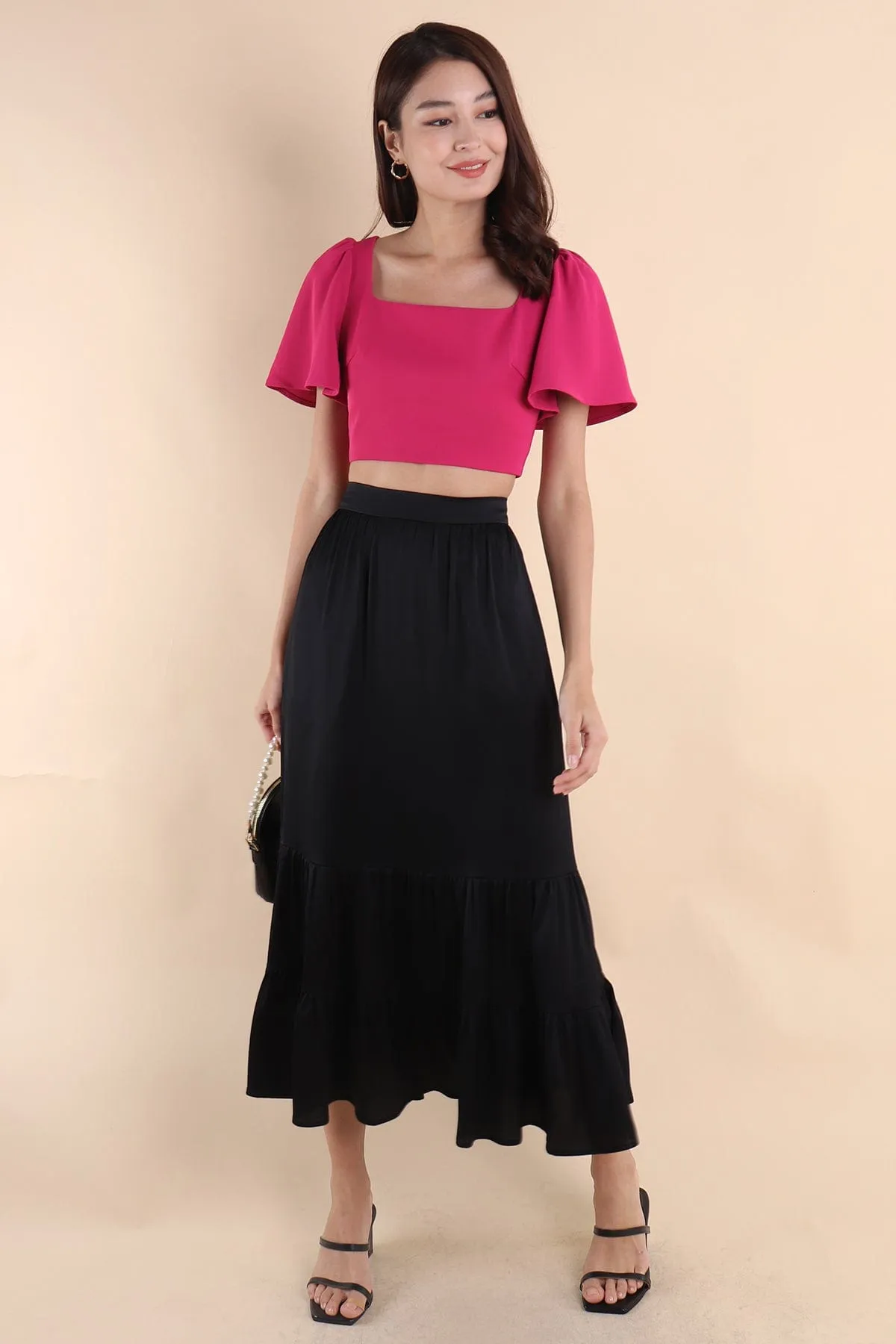 LUMIERE CASCADE SKIRT IN BLACK