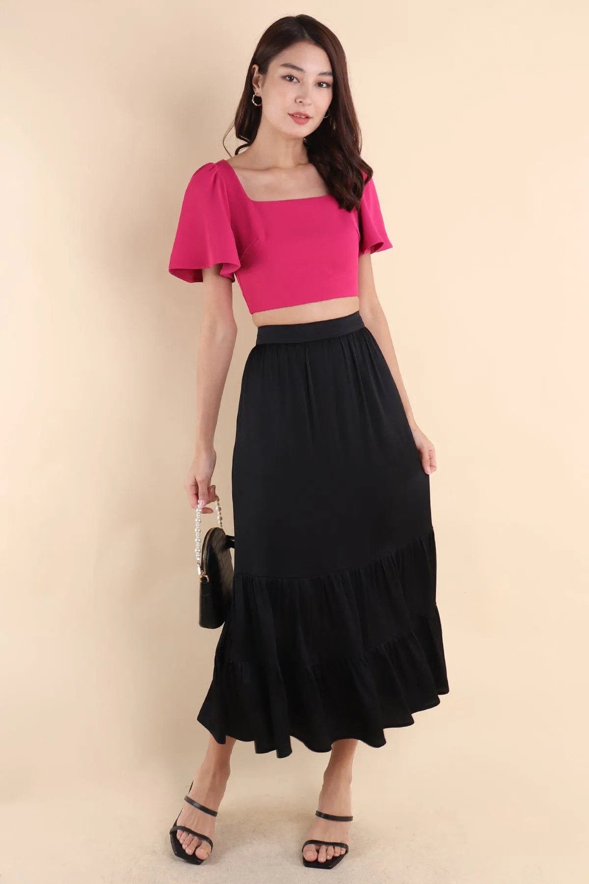 LUMIERE CASCADE SKIRT IN BLACK