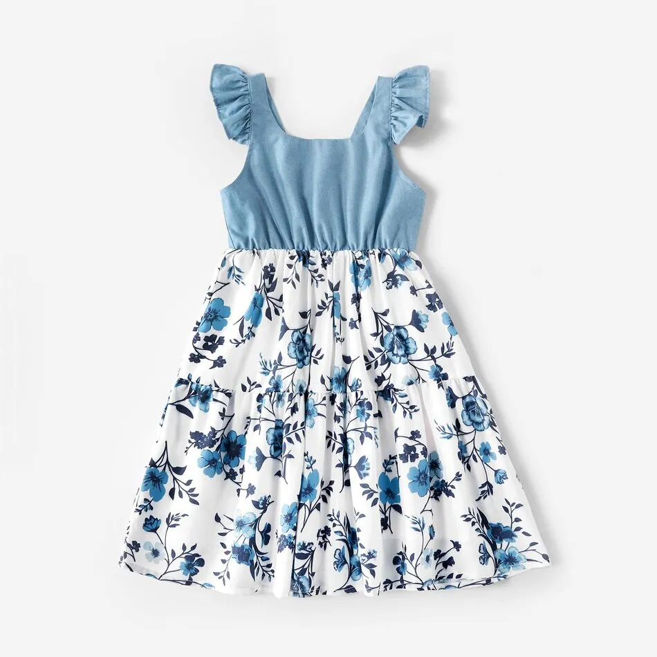 Matching Family Outfit - Floral Light Denim Outfit for Mummy, Daddy and Baby