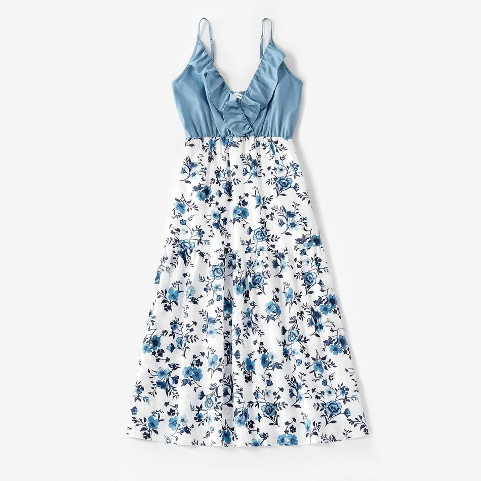 Matching Family Outfit - Floral Light Denim Outfit for Mummy, Daddy and Baby