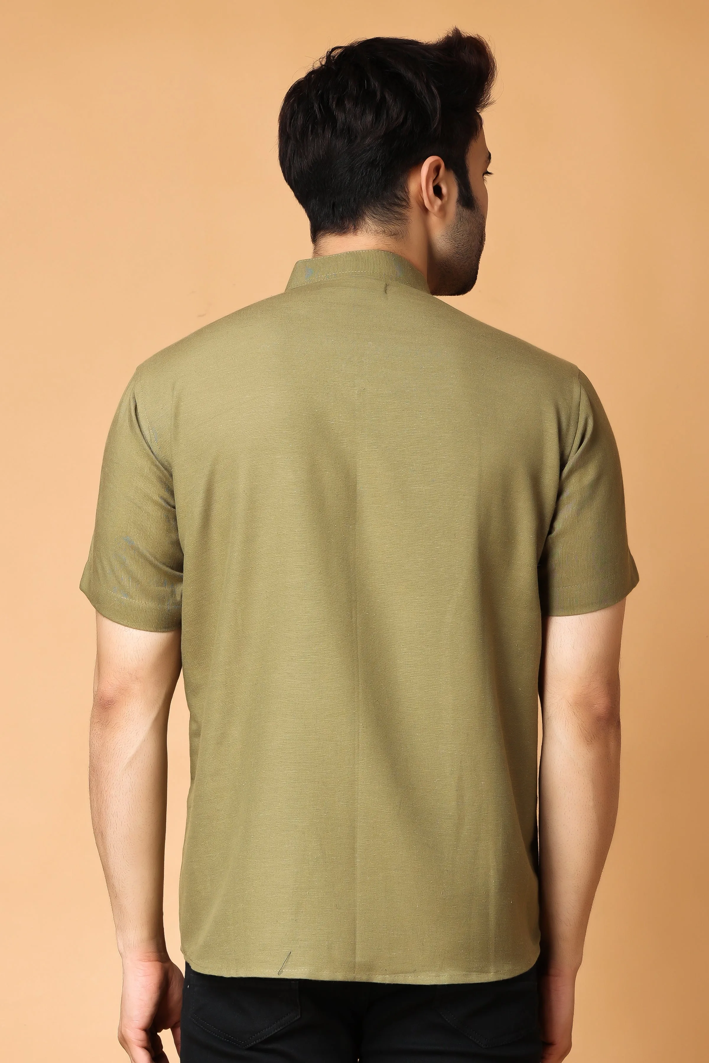 Mellow Olive Linen Short Kurta