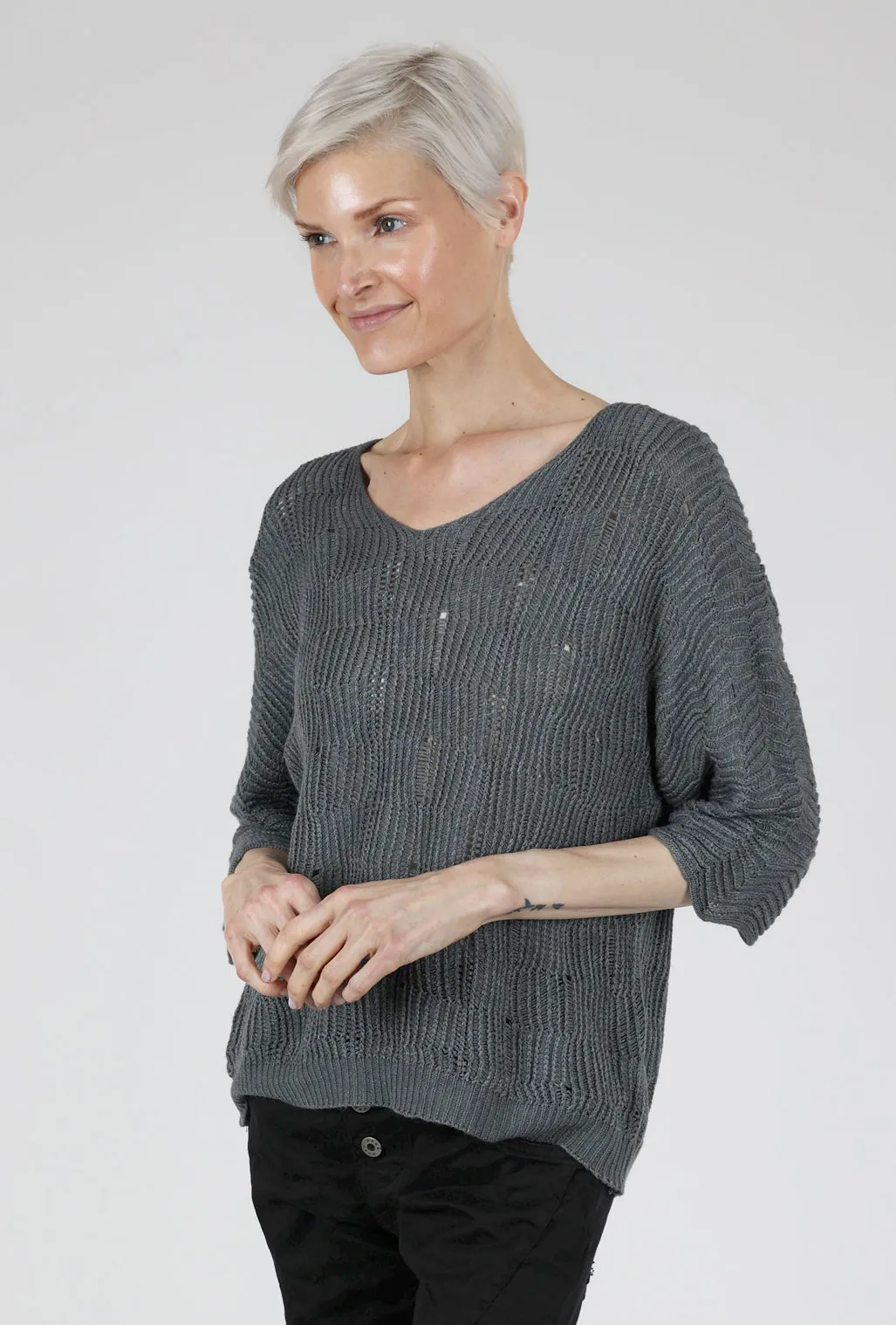 Open Weave Sweater, Gray