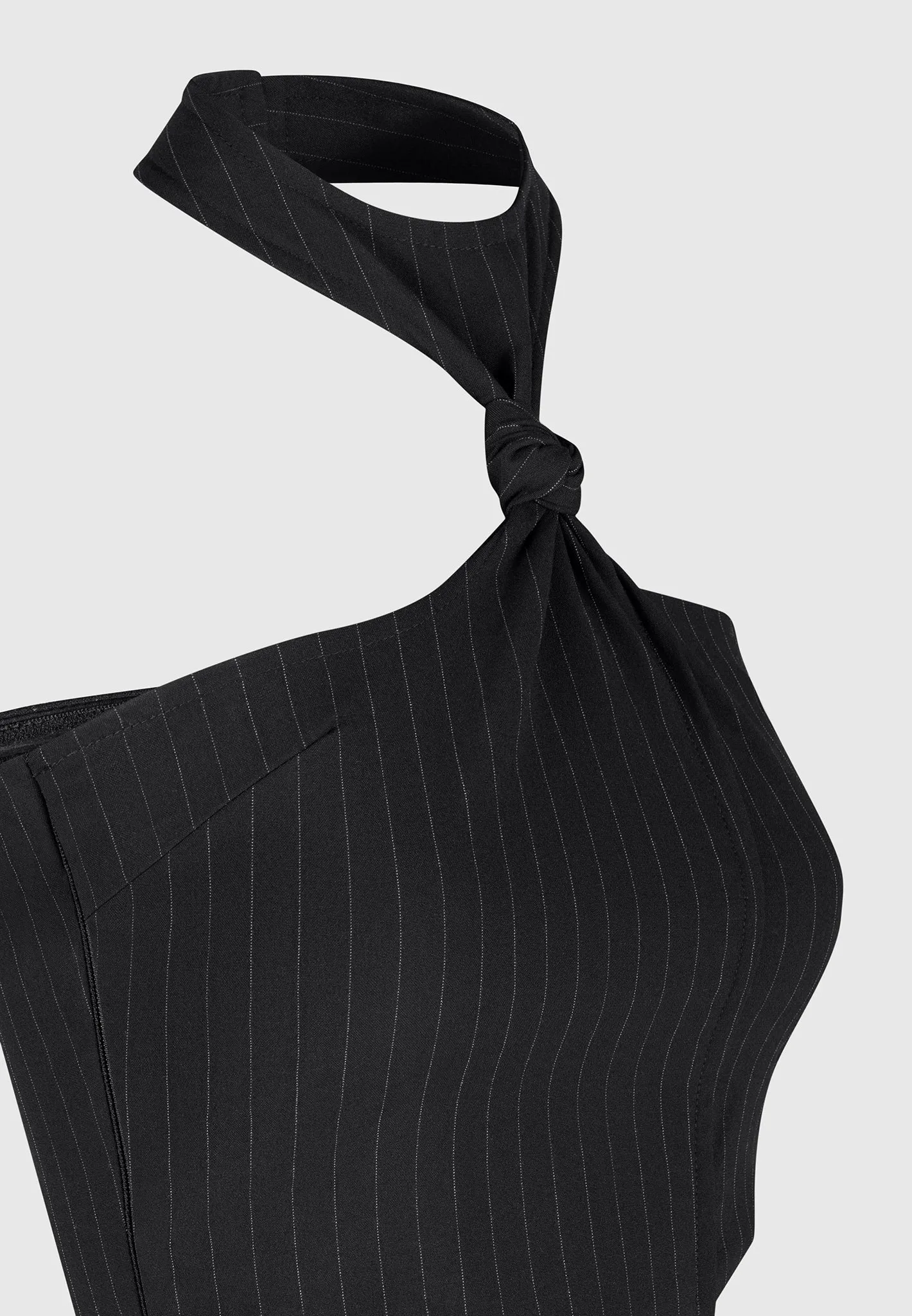 Pinstripe Tie Knot Halter Top