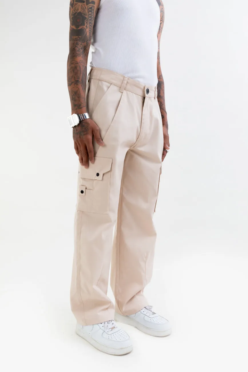 Ripstop Wide Leg Cargo Pants // Beige