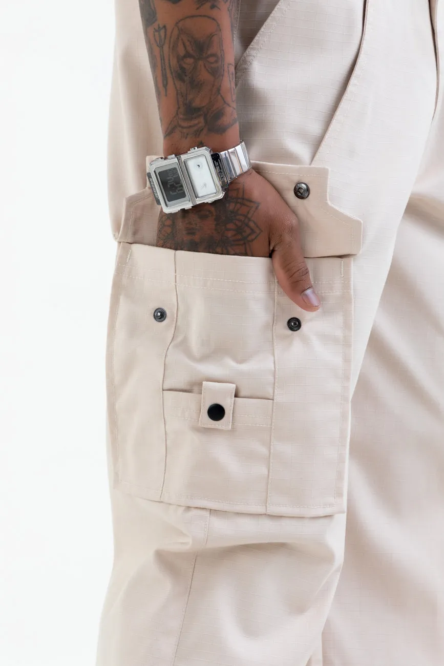 Ripstop Wide Leg Cargo Pants // Beige