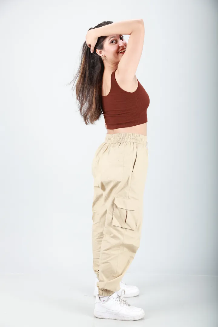 Sand Beige Cargo Harem Pants - Unisex Hopper