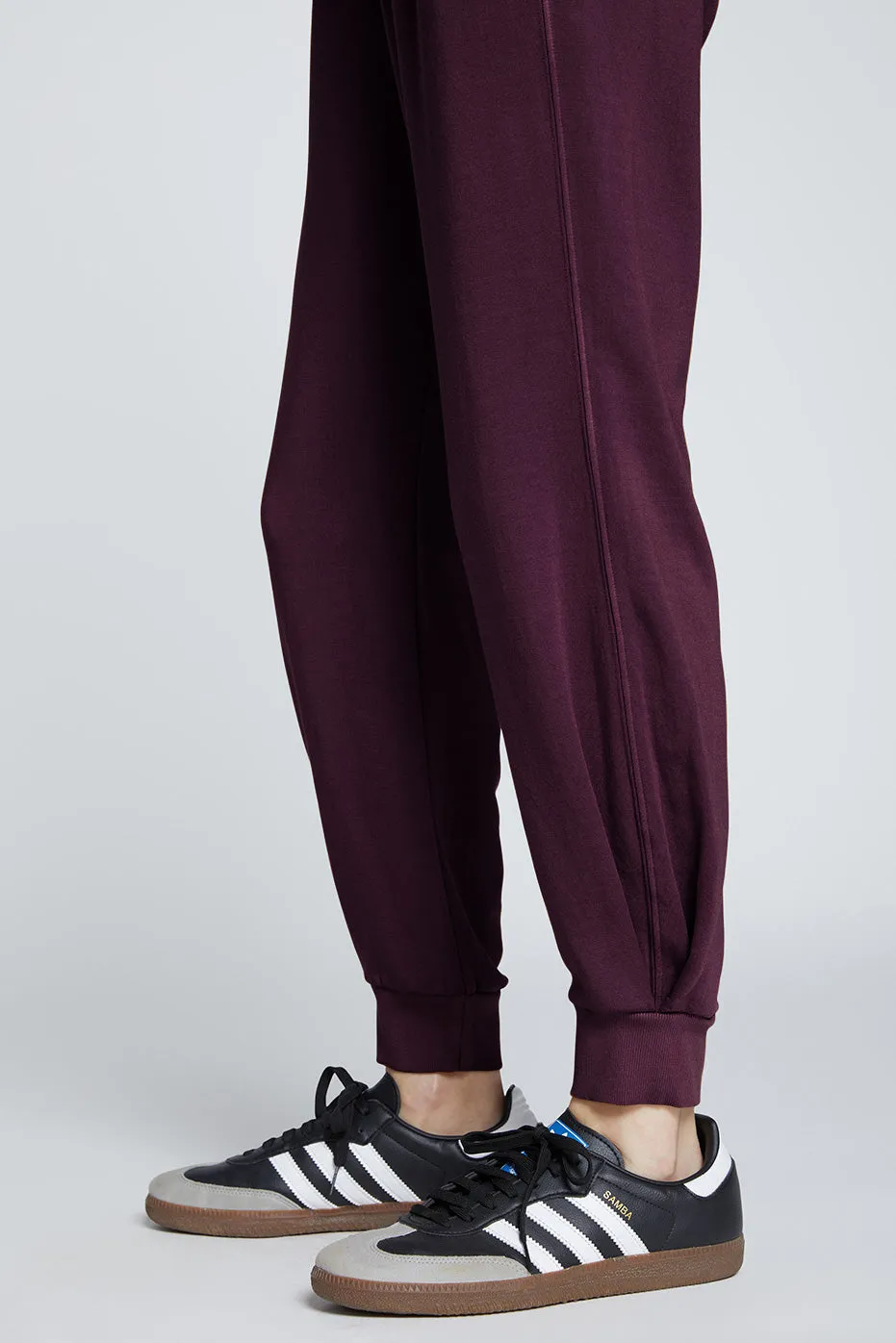 Stateside Softest Fleece Pleated Hem Jogger in Cherry Liquor