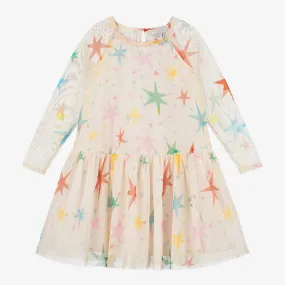 Stella McCartney Kids Girls Ivory Star Print Tulle Dress