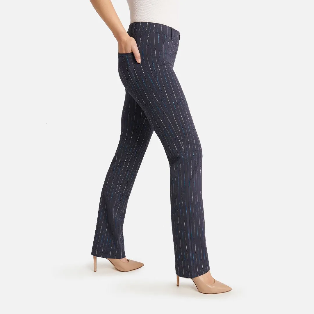 Straight Leg | Two-Pocket Straight-Leg Dress Pant Yoga Pants (Navy Ombre Pinstripe)