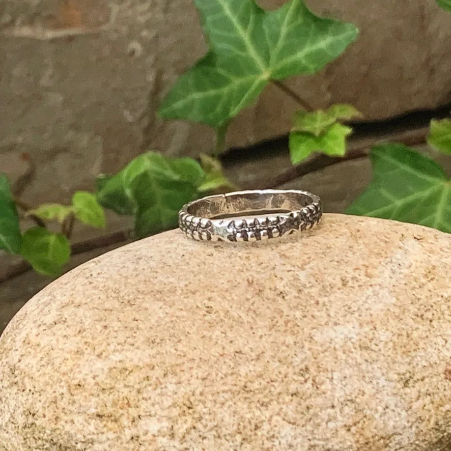 Textured, patterned, Sterling silver stacking rings.