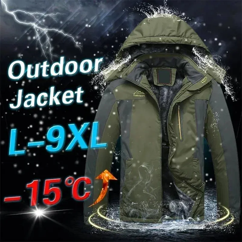 Thick Fleece Outwear Men Heavy Fleece Waterproof Windbreaker