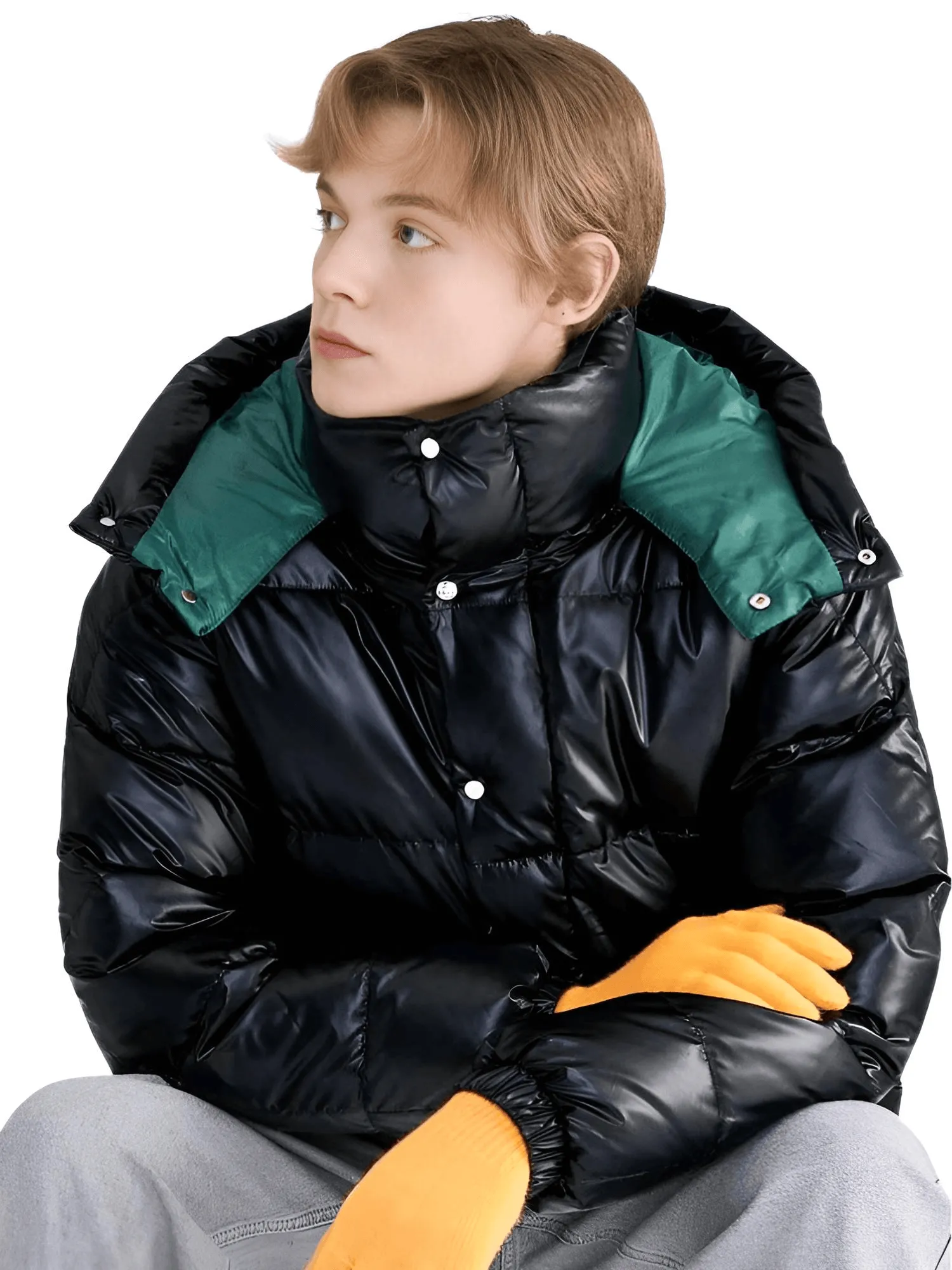 Unisex White Duck Down Puffer Jackets With Detachable Hood