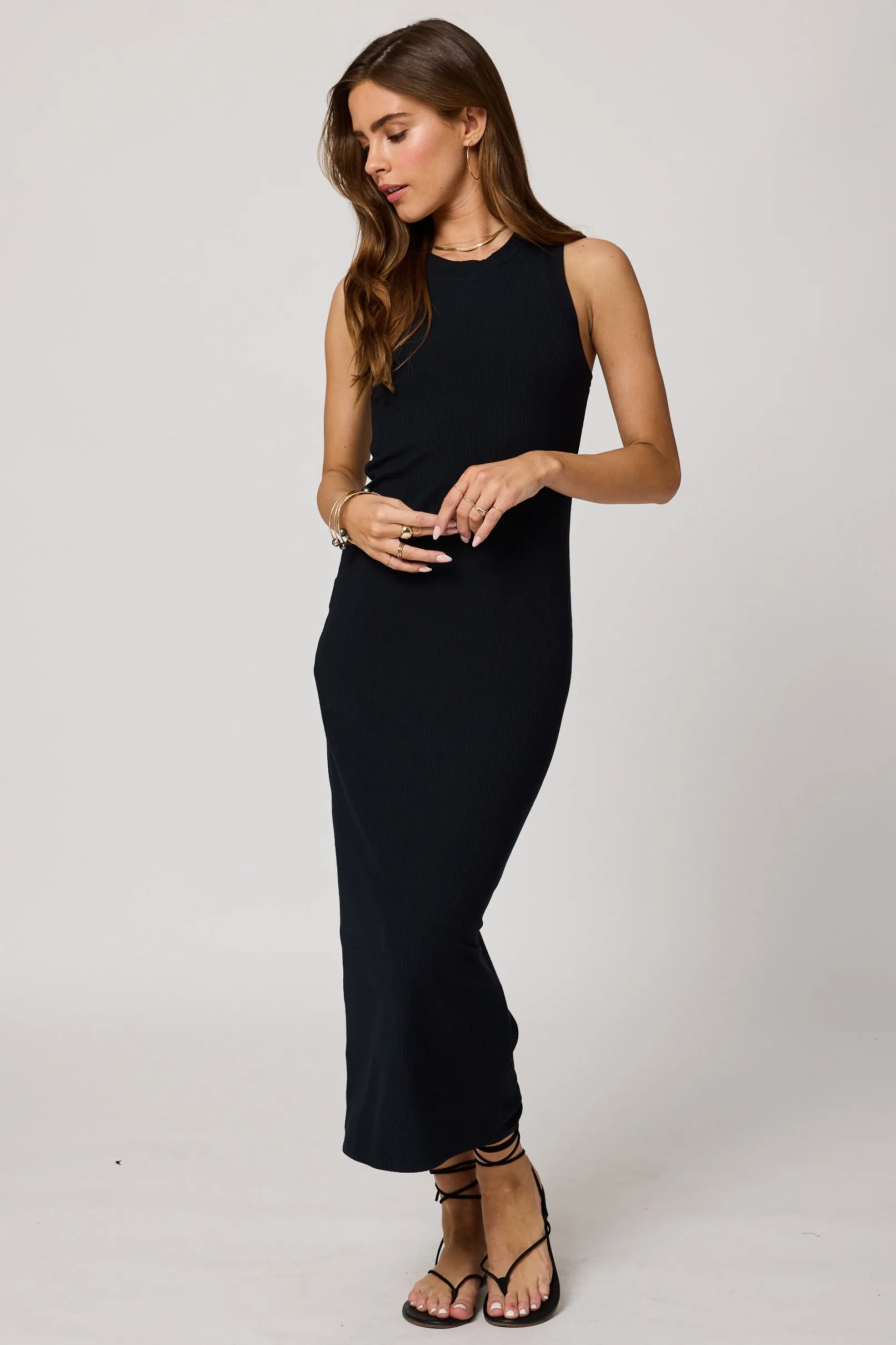 WIDE RIB HIGH NECK MAXI DRESS