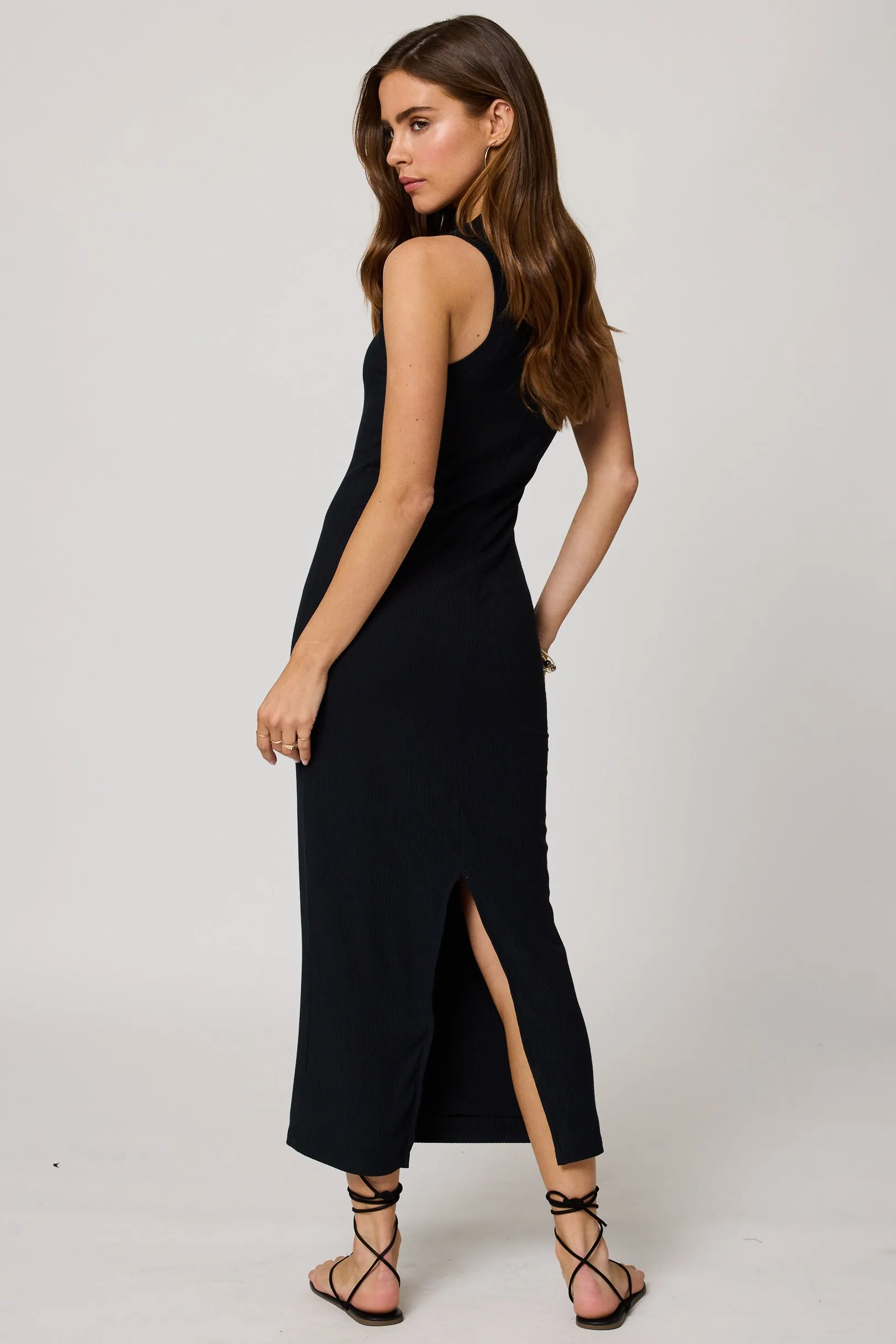 WIDE RIB HIGH NECK MAXI DRESS