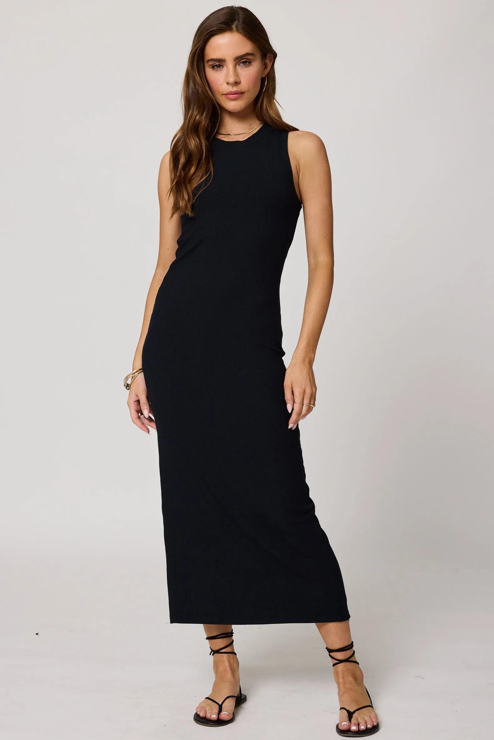 WIDE RIB HIGH NECK MAXI DRESS