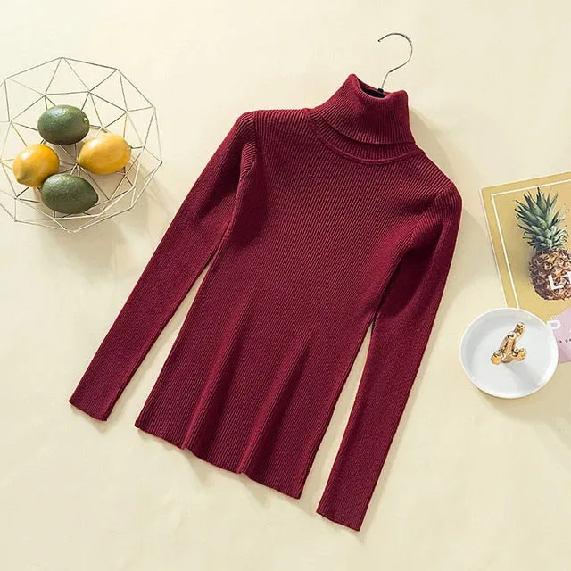 Women Turtleneck Sweater Women Pullover Knitted Sweater Casual Tops Women Sweaters And Pullovers