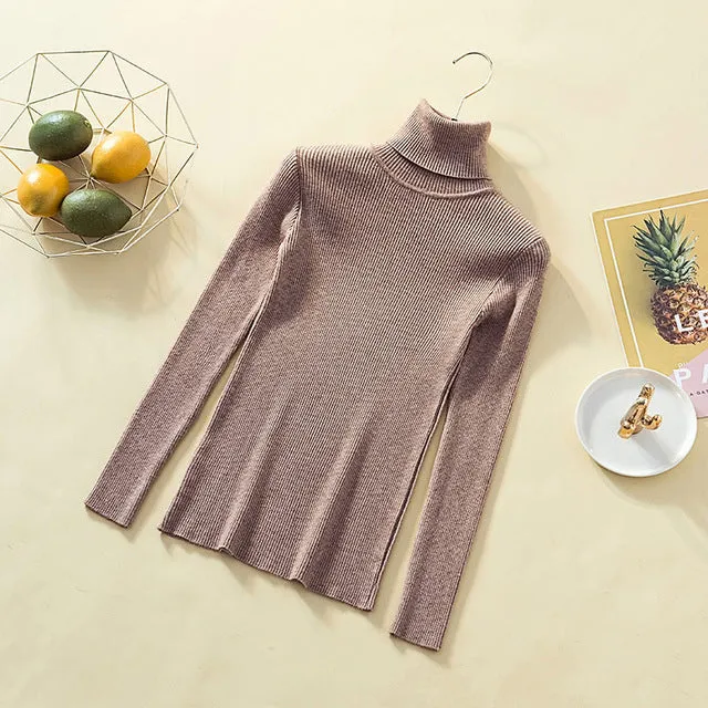 Women Turtleneck Sweater Women Pullover Knitted Sweater Casual Tops Women Sweaters And Pullovers