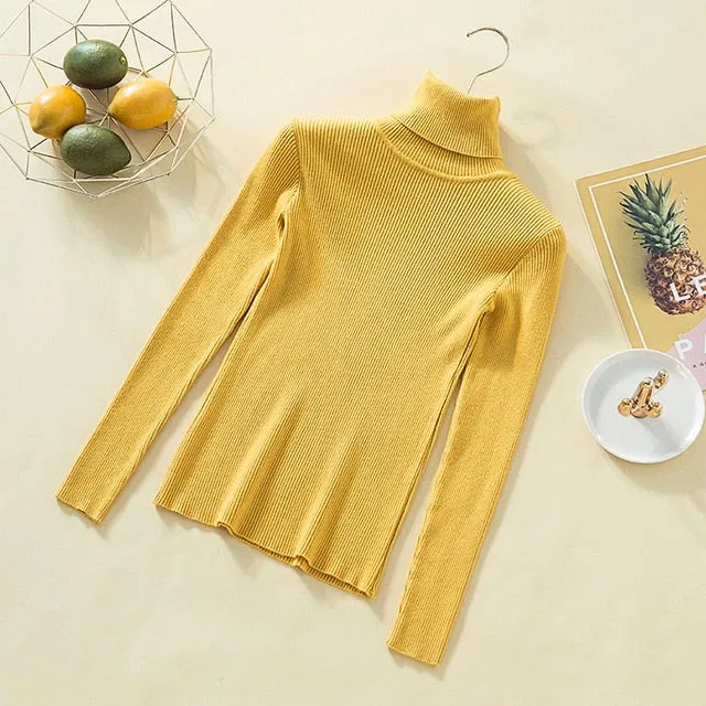 Women Turtleneck Sweater Women Pullover Knitted Sweater Casual Tops Women Sweaters And Pullovers