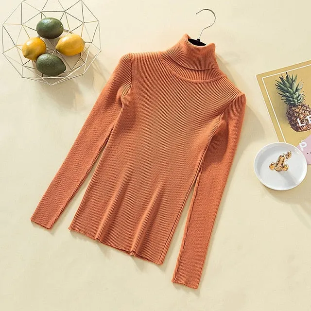 Women Turtleneck Sweater Women Pullover Knitted Sweater Casual Tops Women Sweaters And Pullovers