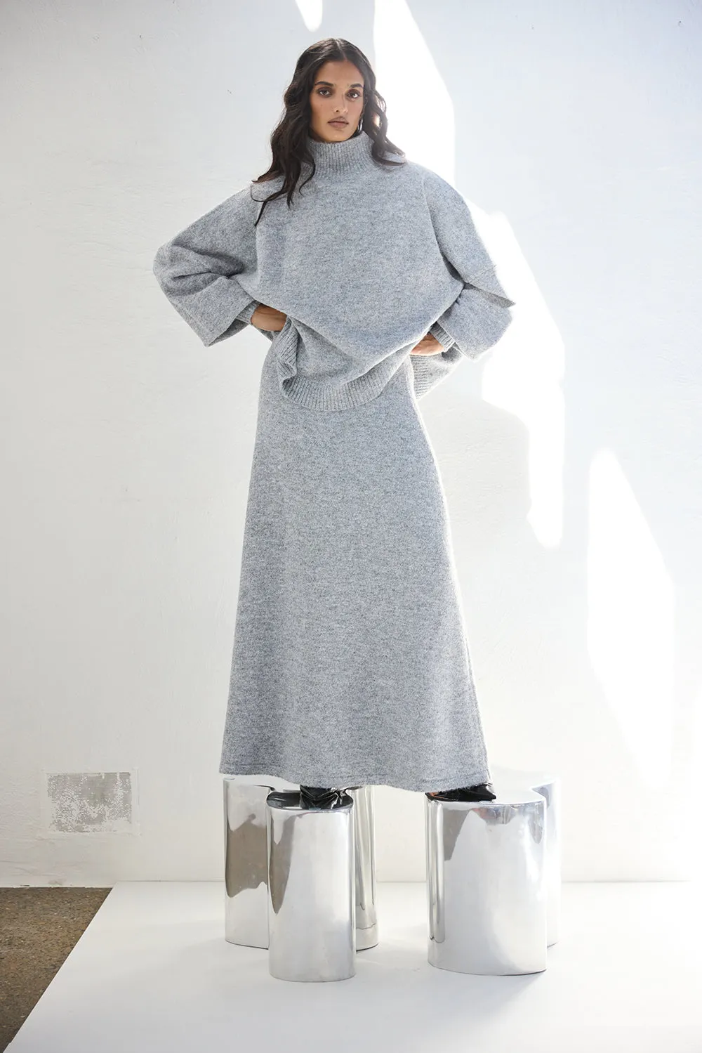 Yumi Knit Jumper Grey Marle